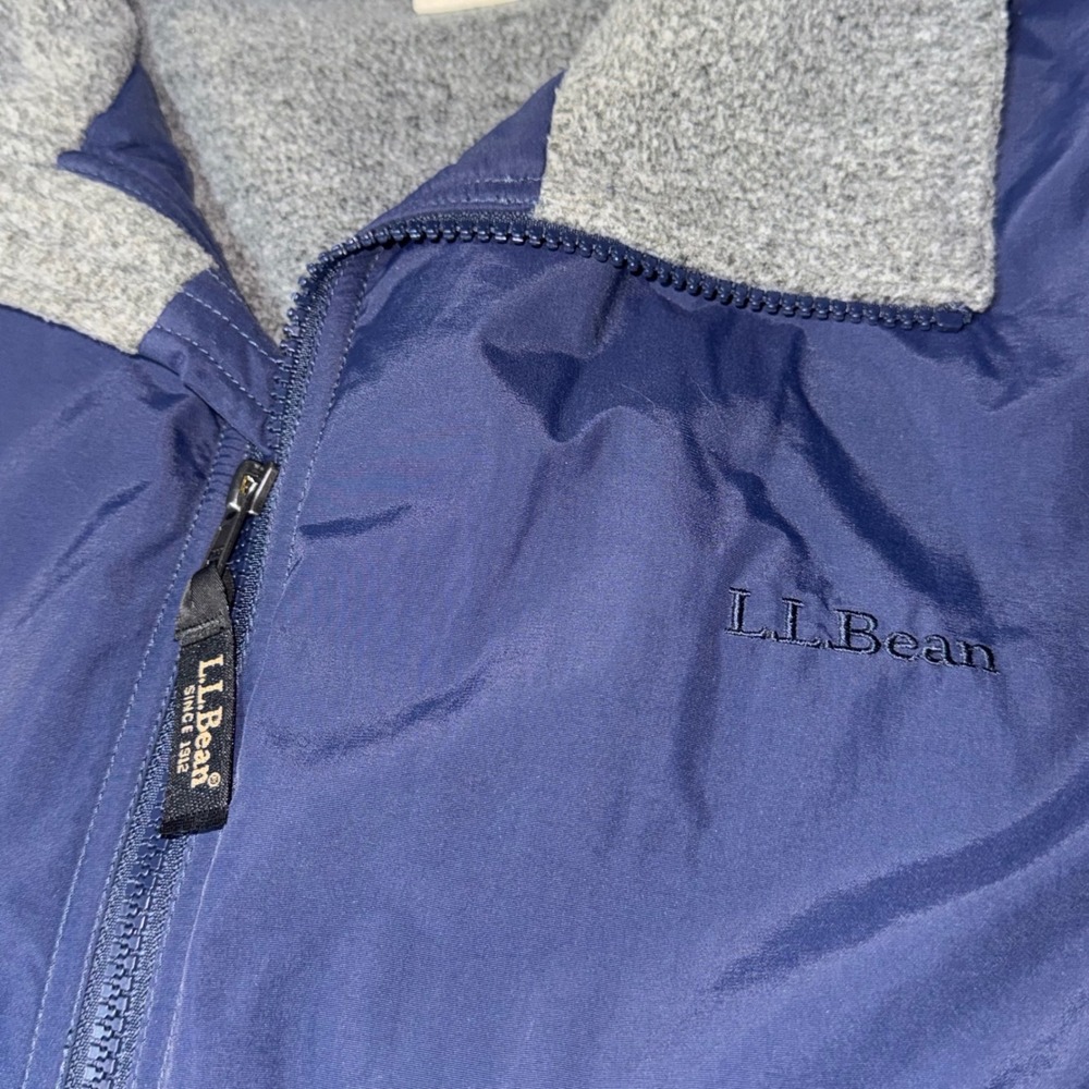 LL Bean Warm-Up Jacket Mens XL Navy Blue Fleece Lined Nylon Bomber Pocket 205107 - Picture 10 of 10